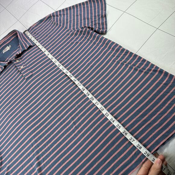 Faherty Shirt Mens XXL Blue Pink Movement Polo Striped Short Sleeve Collared - Picture 8 of 8